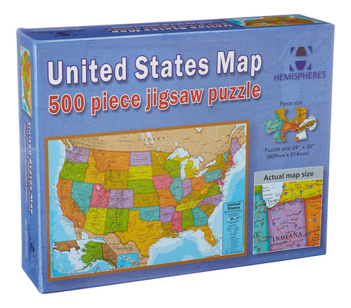 Waypoint Geographic Usa Map Puzzle, 500 Piezas, 24 X 36, Océ