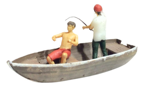 Bote Con Figuras Pescador Escala Ho 1/87 Adorno Maquetas 