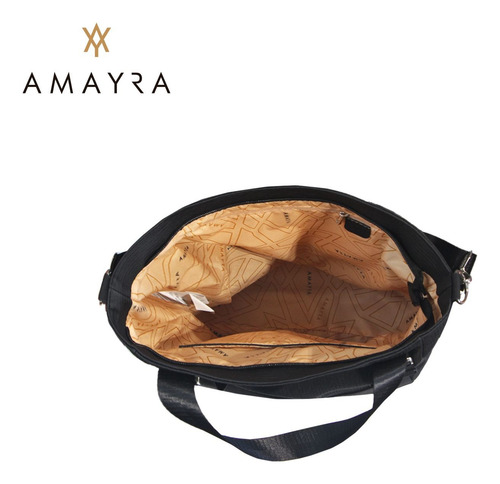 Cartera Bolso Mujer Amayra Estilo Tote Bag Amplio Moderno Negro Modelo 1 Engomada Diseño Texturado Níquel A Tono