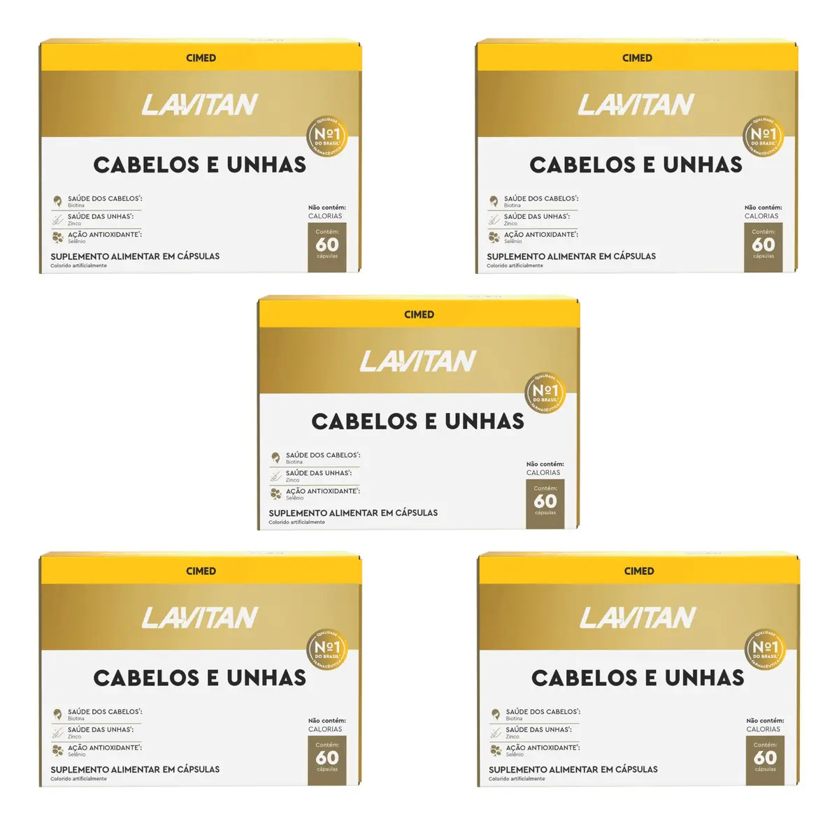 Suplemento 5 Lavitan Vitamina Cabelos Unhas Cimed 60comp Sabor Neutro