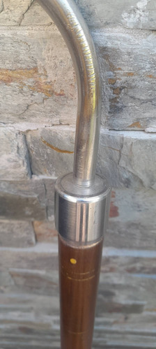 Baston Antiguo De Madera De Fresno Con Asta De Sierv Y Metal Marrón Oscuro (Usado)