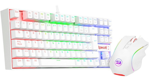 Kit Teclado Mouse Gamer Redragon K552rgb-ba-w-sp Kumara Griffin Rgb Color Blanco