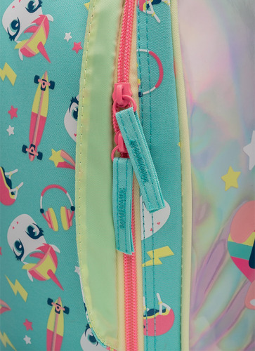 Mochila Escolar Pequena Com Rodinha Unicórnio Skate - Puket Cor Verde Água
