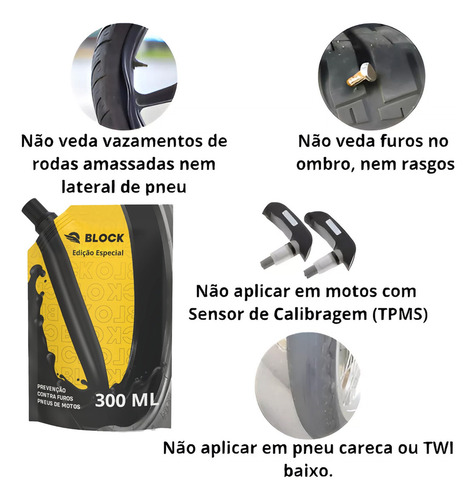 Block Selantes - Selante Anti Furo Pneus Block Motos 300 Ml