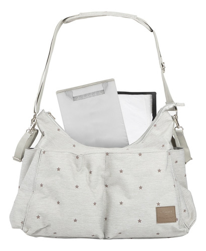 Bolso Capri Estrellas Tote Gris Liso