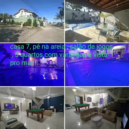 Casa Com Piscina Aquecida, Pé Na Areia, Ar Condicionado, Salão Jogos Com Mesa De Bilhar E Maquina De Vídeo Game Com Vários Jogos, Cascata Aquecida Automatizada, Lazer Completo, Segurança 24 Horas.