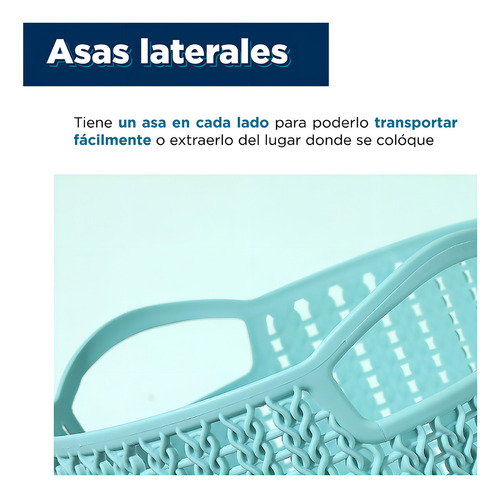 Miniso Bote De Almacenamiento Redondo Tipo Canasta, Trenzado Color Azul
