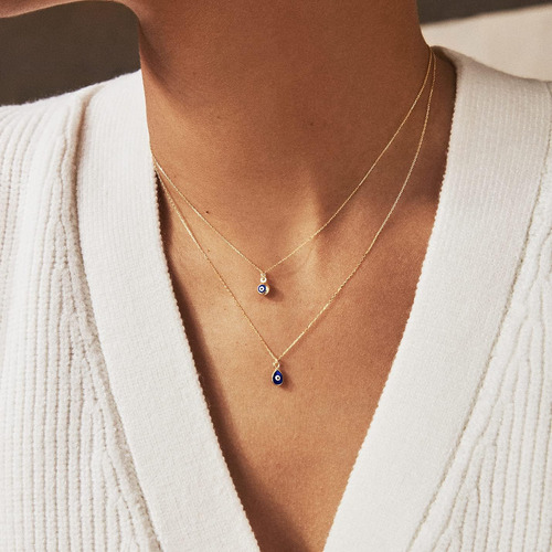 Colar Com Pingente Gelin Evil Eye Em Ouro Maciço 14k | Prese