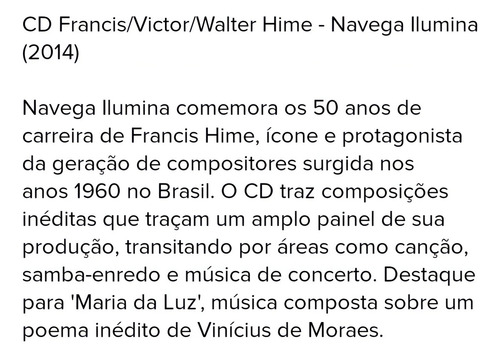 Cd Francis Hime - Navega Ilumina (2014)
