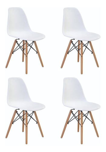 Kit 4 Cadeiras Charles Eames Eiffel Wood Design Varias Cores