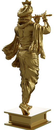 Estátua Figura Religiosa Imagem Lord Krishna Cor Cor Dourada