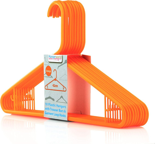 Hangerworld - 10 Perchas De Plástico Naranja Para Abrigos, R
