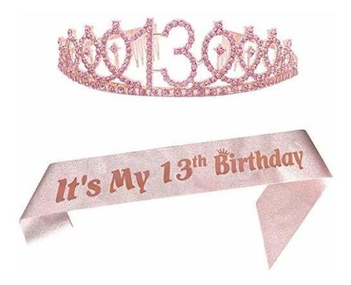 Paquetes De Fiesta - 13th Pink Birthday Tiara And Sash Happy