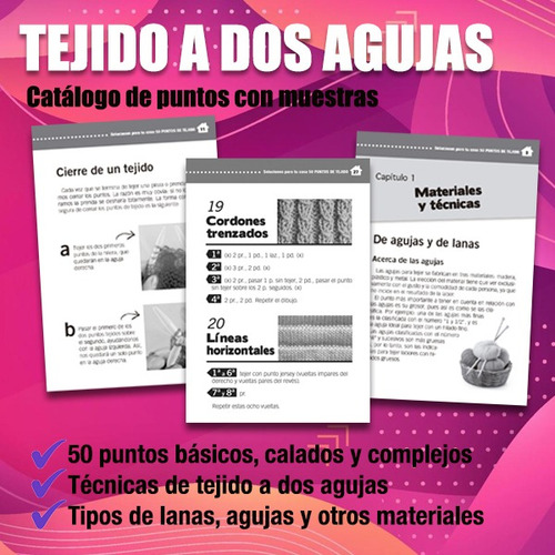 50 Puntos De Tejido: Libro De Muestras Con Secuencia Y Fotos