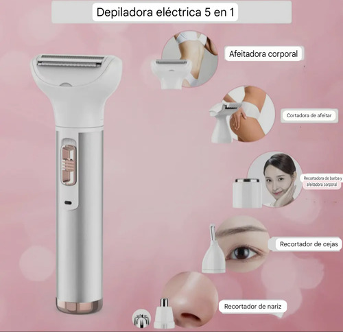 Depiladora Afeitadora Recortadora Carga Usb 5 En 1 De Mujer Plateado
