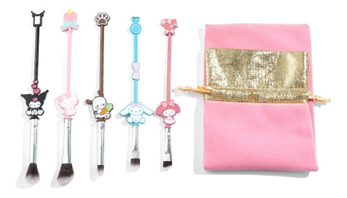Set De 5 Brochas De Maquillaje Hello Kitty Y Sus Amigos 