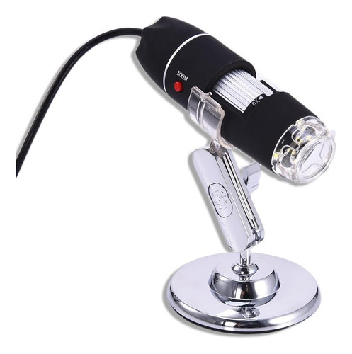 Suporte para microscópio digital: câmera LED USB 1600x 8, cor preta