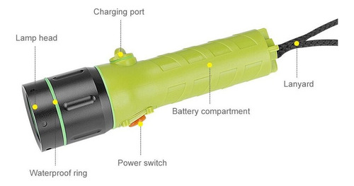C Linterna De Buceo Profesional Cree Xml-t6, Reflector Subacuá