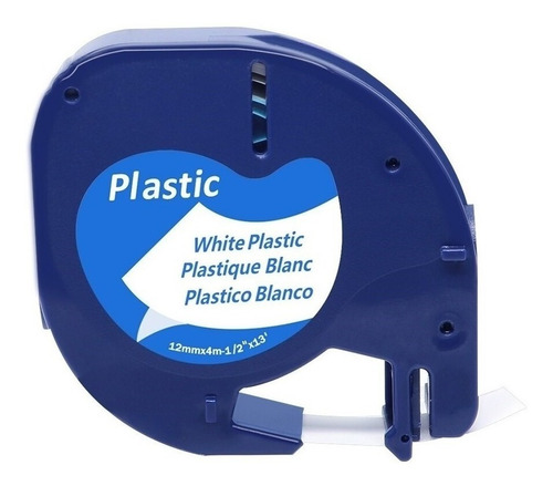 Imagem 2 de 8 de Fita Plástica Compatível P/ Dymo Letratag 12mm Branca 91201