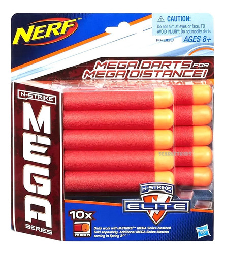 Nerf Mega Dardos X 10 Unid Hasbro Original Scarlet Kids