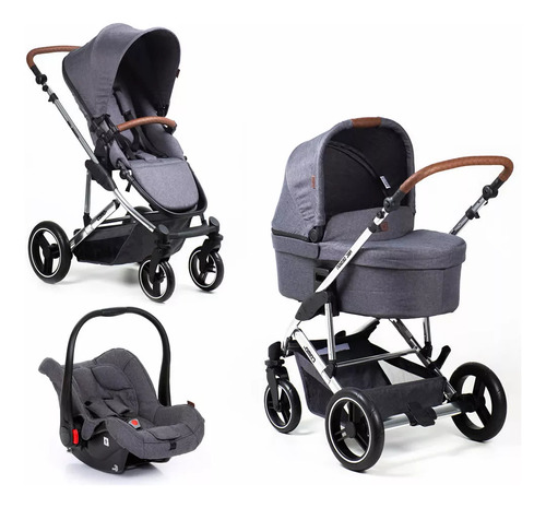 Carrinho Com Moisés E Bebê Conforto 4 Asphalt Abc Design