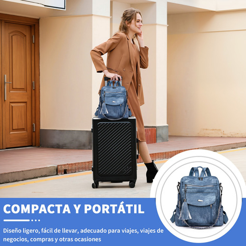 Mochila Bolsa Vintage Impermeable Antirrobo Cuero Artificial Pu Moda Viaje Escuela Trabajomujer Regalo Multiusos