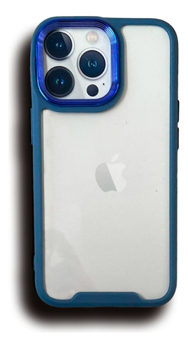 Funda Transparente Para iPhone 13 Pro - Cromado Blue