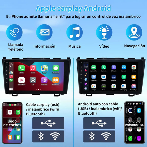 Estéreo Pantalla CarPlay Android Auto XT892CCRV711 2+32GB Para Honda crv 2007-2011 Pantalla Táctil Ips Android Cámara Mirror Link Wifi Bluetooth Fm Bt Hd Aux Tf Usb Negro