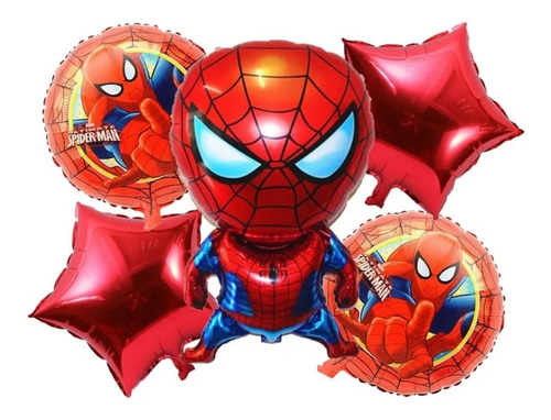 Set 5 Globos Metálicos Hombre Araña Spiderman Aire O Helio