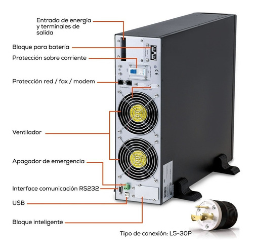 Ups Evans On-line Doble Conversión 6kva Color Negro
