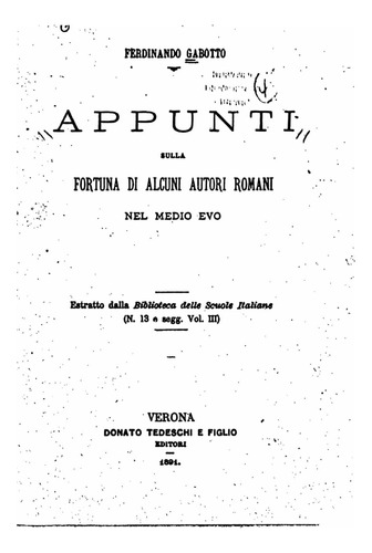 Libro: Appunti Sulla Fortuna Di Alcuni Autori Romani (italia
