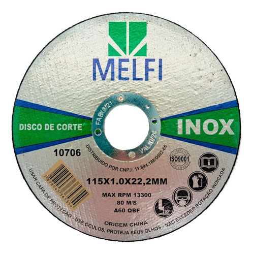 Disco Aco Inox Melfi 115mmx1,0mmx22,2mm - 10706