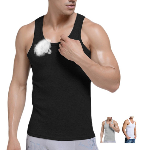 3pz Camisetas Playera Musculosa Tank Top Puro Algodón Hombre