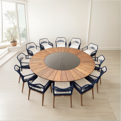 Mesa 12 Lugares Com Cadeiras Corda Nautica.