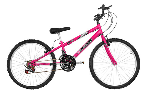 Bicicleta  de passeio Ultra Bikes Bike Rebaixada Aro 24 18 Marchas freios v-brakes cor rosa