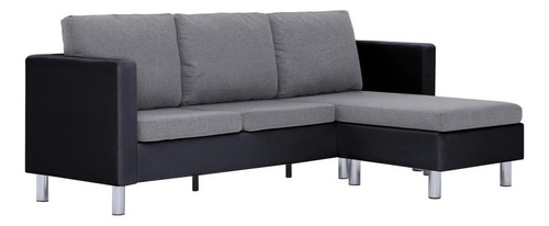 Sofá De 3 Plazas Con Cojines De Piel Sintética Negra M1 Color Negro