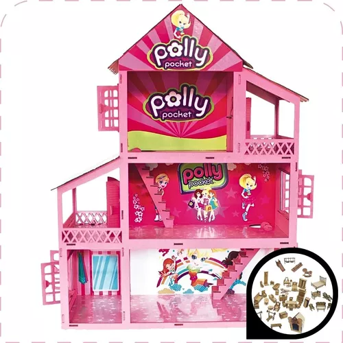 Casinha Boneca Barbie Polly Mdf Pintada Decoração Casa Rosa