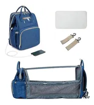 Comprar Mochila Bolso Maternal Bebé Cuna Gran Capacidad Impermeable Color Azul Marino