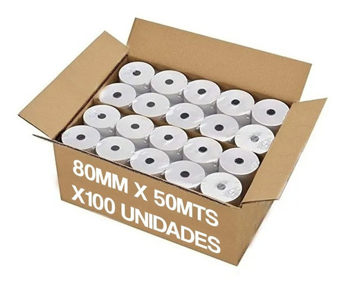 Caja X 100u Rollo De Papel Térmico Tickets 80mm X 50mts 48gr