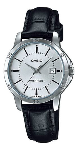 Reloj Casio Ltp-v004l Carcasa Acero Malla Cuero Wr Cristal 