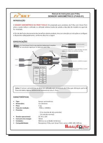 Manual Em Português - Sensor Frsky Variométrico ( Vari-h )