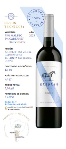 6 Piezas Vino Tinto Marraso Daily Vegano Cabernet Sauvignon