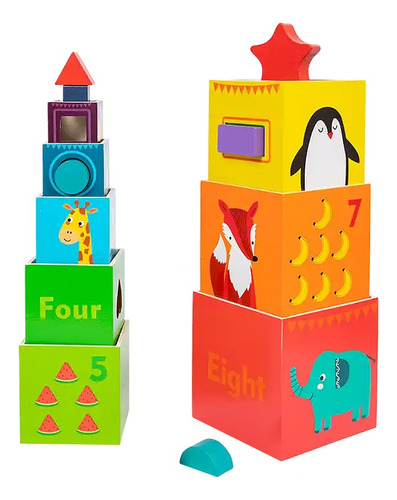 Cubos Apilables Animales Formas Y Números Niños