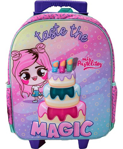 Mochila Escolar Mis Pastelitos Ruz Rosa/aqua Color Morado/ Rosa/ Aqua Diseño De La Tela Dibujos