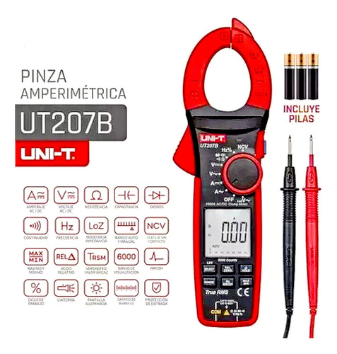 Amperimetro Tenaza Ut207b Uni-t, Tester Ac/dc, Corriente Cc