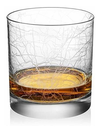 Rocks Whisky Old Fashioned 11oz Glass Urban City Map Cincinn