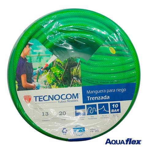 Imagen 2 de 8 de Kit Carro Manguera Riego Mallada 20mt 1/2 2112 Aquaflex Cuot