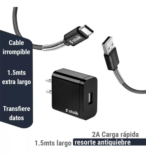 Cargador Carga Rápida 2a Cable Tipo C 1.5m Largo Stoik Pq 3