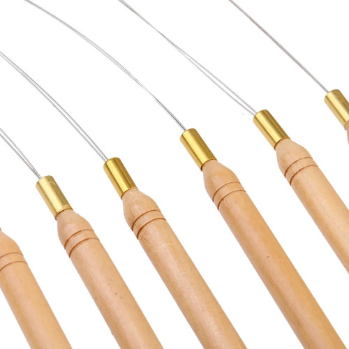 12 Micro Hair Extension Bucle De Madera Enhebrador De Agujas