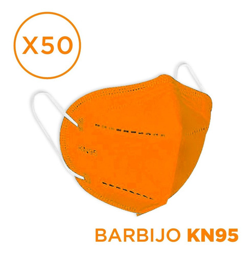 Imagen 1 de 9 de Barbijo Kn95 Naranja X50 Unidades Certificado Anmat N95 95%